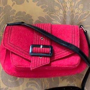 Kate ♠️ Spade red felt purse with black patent trim!